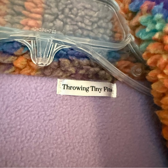 Throwing Tiny Fit Colorful Plaid Sherpa Teddy Jacket L - Picture 2 of 3